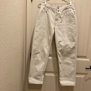 Zena Women’s Sz 14 High Rise Mom Jeans Vintage Off White Tapered Leg Made in USA